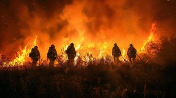 AI generated Group of People Standing in Front of Fire photo