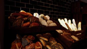 Display of Breads and Pastries in Bakery video