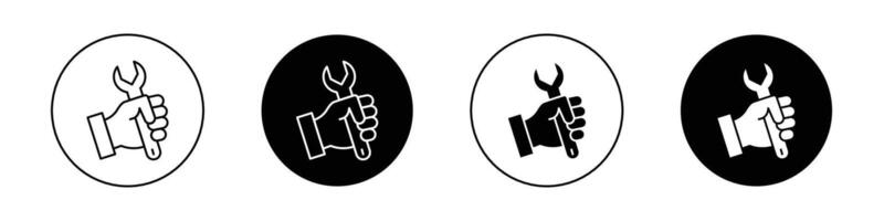 Spanner in hand icon vector