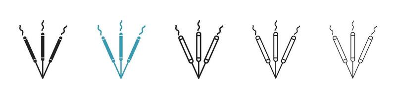 Burning incense stick icon vector