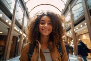 AI generated a tourist young person taking a selfie in the centre photo