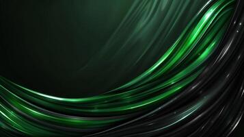 AI generated Modern abstract flowing green and black waves design background for digital art concept photo