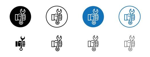 Spanner in hand icon vector