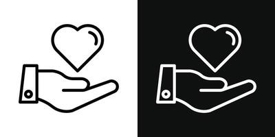 Heart in hand icon vector