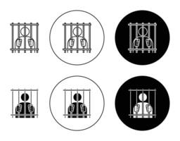 Criminal behind bars icon vector