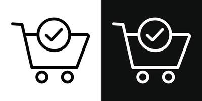 icono de carrito de compras y marca de verificación vector