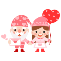 gnomos dia dos namorados dia com corações clipart, gnomos amor, doce gnomos para namorados dia. romântico namorados gnomo png