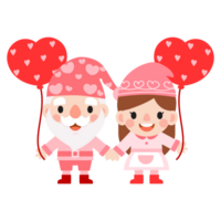 gnomos San Valentín día con corazones clipart, gnomos amar, dulce gnomos para enamorado día. romántico enamorado gnomo png