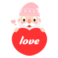 Gnomes Valentine's day with hearts Clipart, Gnomes Love, sweet gnomes for valentine day. Romantic Valentine Gnome png