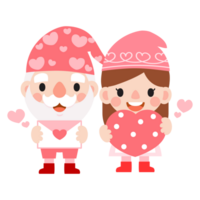 Gnomes Valentine's day with hearts Clipart, Gnomes Love, sweet gnomes for valentine day. Romantic Valentine Gnome png