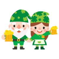 Gnomes Saint Patrick's Day Clipart, Gnome man and woman Saint Patricks, png