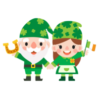 Gnomes Saint Patrick's Day Clipart, Gnome man and woman Saint Patricks, png