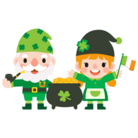 Gnomes Saint Patrick's Day Clipart, Gnome man and woman Saint Patricks, png