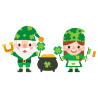 Gnomes Saint Patrick's Day Clipart, Gnome man and woman Saint Patricks, png