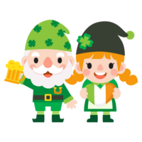 Gnomes Saint Patrick's Day Clipart, Gnome man and woman Saint Patricks, png