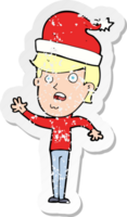 Retro-Distressed-Aufkleber eines Cartoon-Mannes bereit für Weihnachten png