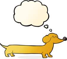 dachshund de dibujos animados con burbuja de pensamiento png