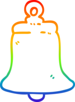 rainbow gradient line drawing of a cartoon ringing bell png