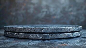 AI generated a close up of a stone table with a dark background photo