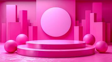 AI generated a pink stage with a round white circle in the middle photo