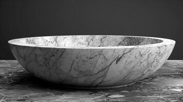 AI generated a marble bowl sitting on top of a marble table photo