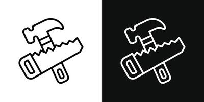 Hand saw and hammer icon vector