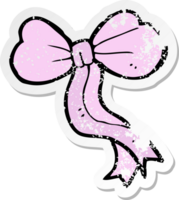 retro distressed sticker of a cartoon bow png
