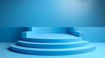 AI generated a blue stage with a podium in front of it photo