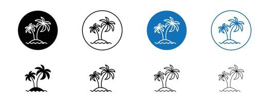palmas en isla icono vector