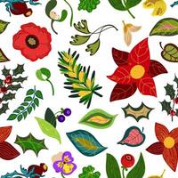 seamless pattern with flowers and leaves vector