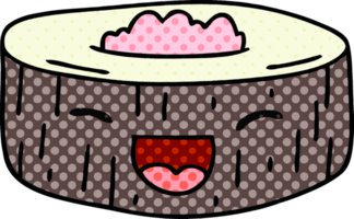 comic book style quirky cartoon happy sushi png