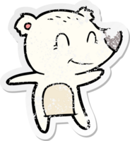 distressed sticker of a smiling polar bear cartoon png