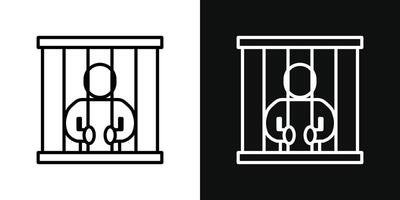 Criminal behind bars icon vector