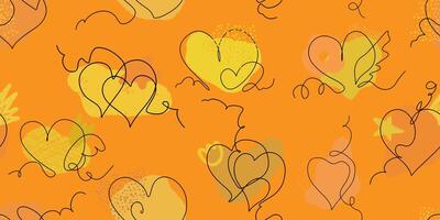 a pattern of hearts on an orange background vector