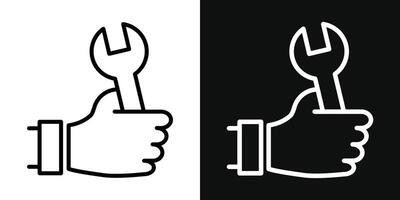 Spanner in hand icon vector