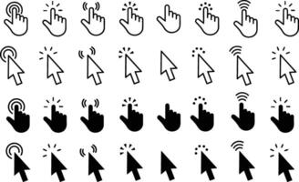 Computer line and flat mouse click cursor arrow icons set and loading icons. Cursor icon. Vector illustration. Mouse click cursor collection.