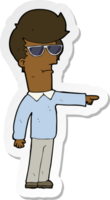 sticker of a cartoon man in glasses pointing png