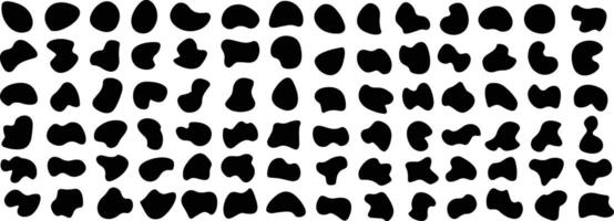 Various blotch. Random silhouette blob, round abstract organic shapes. Pebble, drops and stone silhouettes. Inkblot 90s texture vector set. Basic, simple rounded, smooth black forms