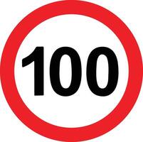 Road Speed Limit 100 hundred Sign. Generic speed limit sign with black number and red circle. Vector illustration