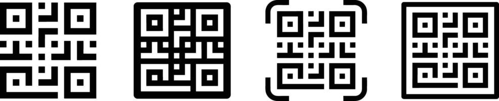 escanear qr código icono colocar. digital exploración qr código. qr código escanear para teléfono inteligente recopilación. qr código para pago. escanear código de barras símbolo valores vector. vector