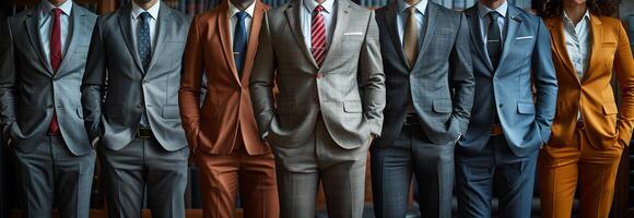 AI generated Diverse Business Professionals Standing Confidently in a Lineup photo