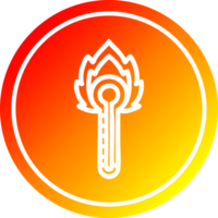 flaming thermometer circular icon with warm gradient finish png