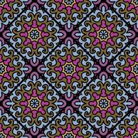 Seamless patterns with funny happy daisy, wave, chess, mesh, and sunburst. Set of vector backgrounds in trendy retro trippy style