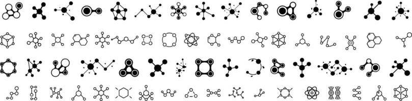 Collection of modern molecule line and flat icons. Set of modern illustrations for mobile apps, web sites, flyers, banners. Premium quality signs vector