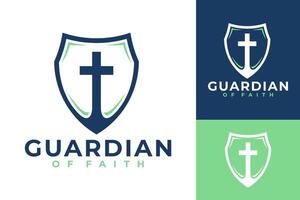 Guardian Cross Faith Believer Logo Design vector