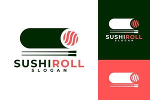 Sushi rodar japonés comida logo diseño vector