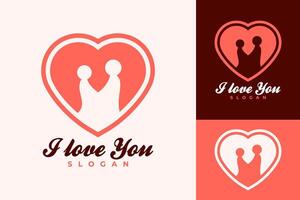 Pareja amor unión logo diseño vector