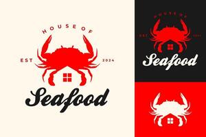 House Seafood Crab Logo Design vector