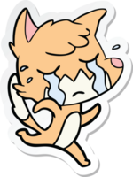 sticker of a crying fox cartoon png