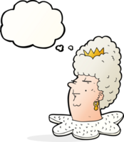 desenho animado da rainha cabeça com pensamento bolha png